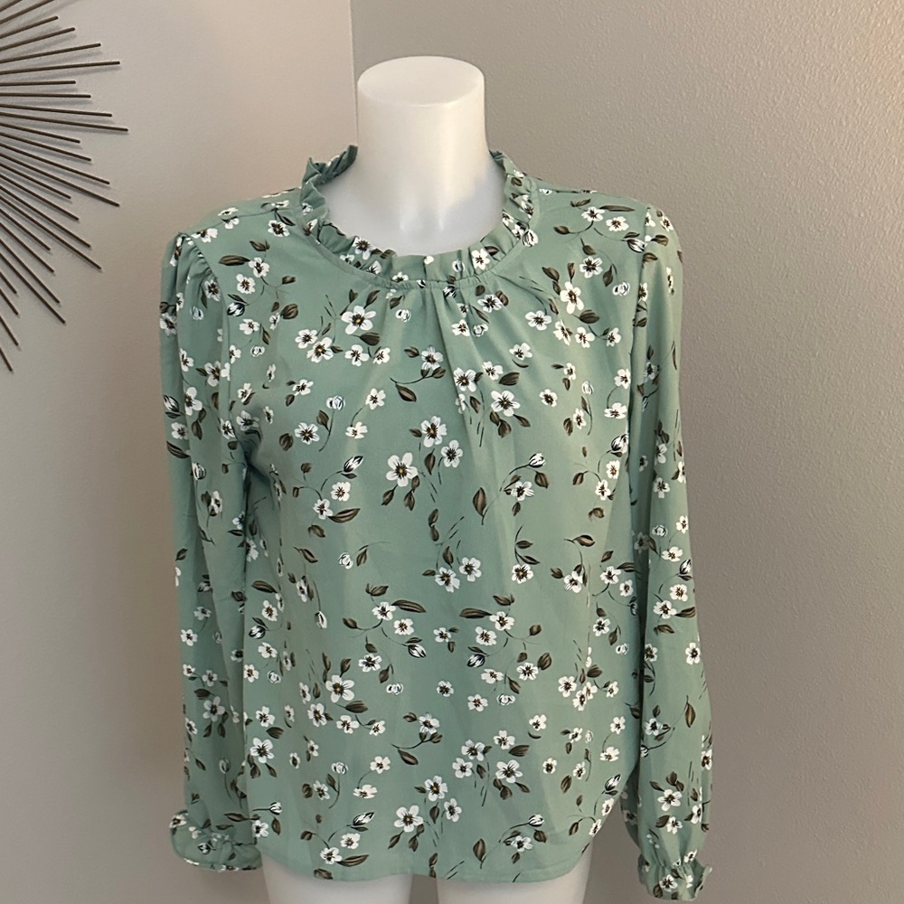 Amazon Mint Floral Blouse